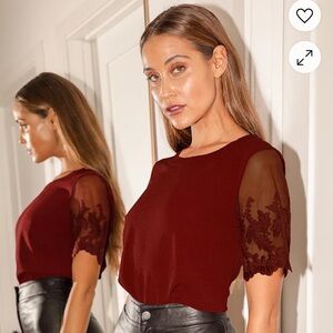 Lulu's Lace Sleeve Blouse